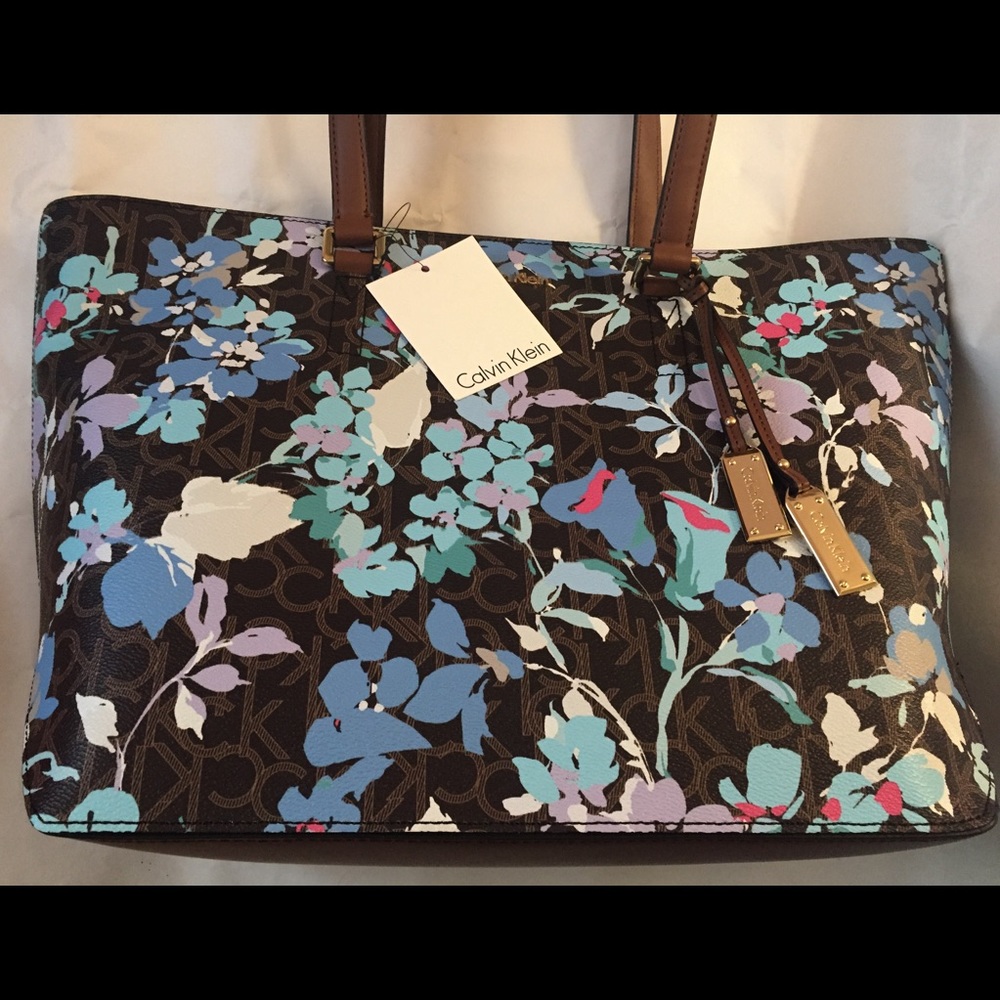 New $178 Calvin Klein Floral Saffiano Shopper Tote